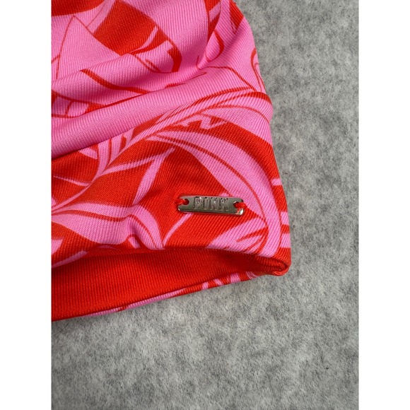 PINK Active XL Sports Bra Red Pink‎ Floral Leaf Twist Front Lightly Lined NWT - Picture 3 of 7